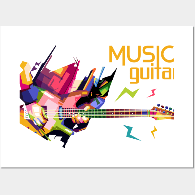 music guitar in T-Shirt Pop Art Wall Art by Rizkydwi